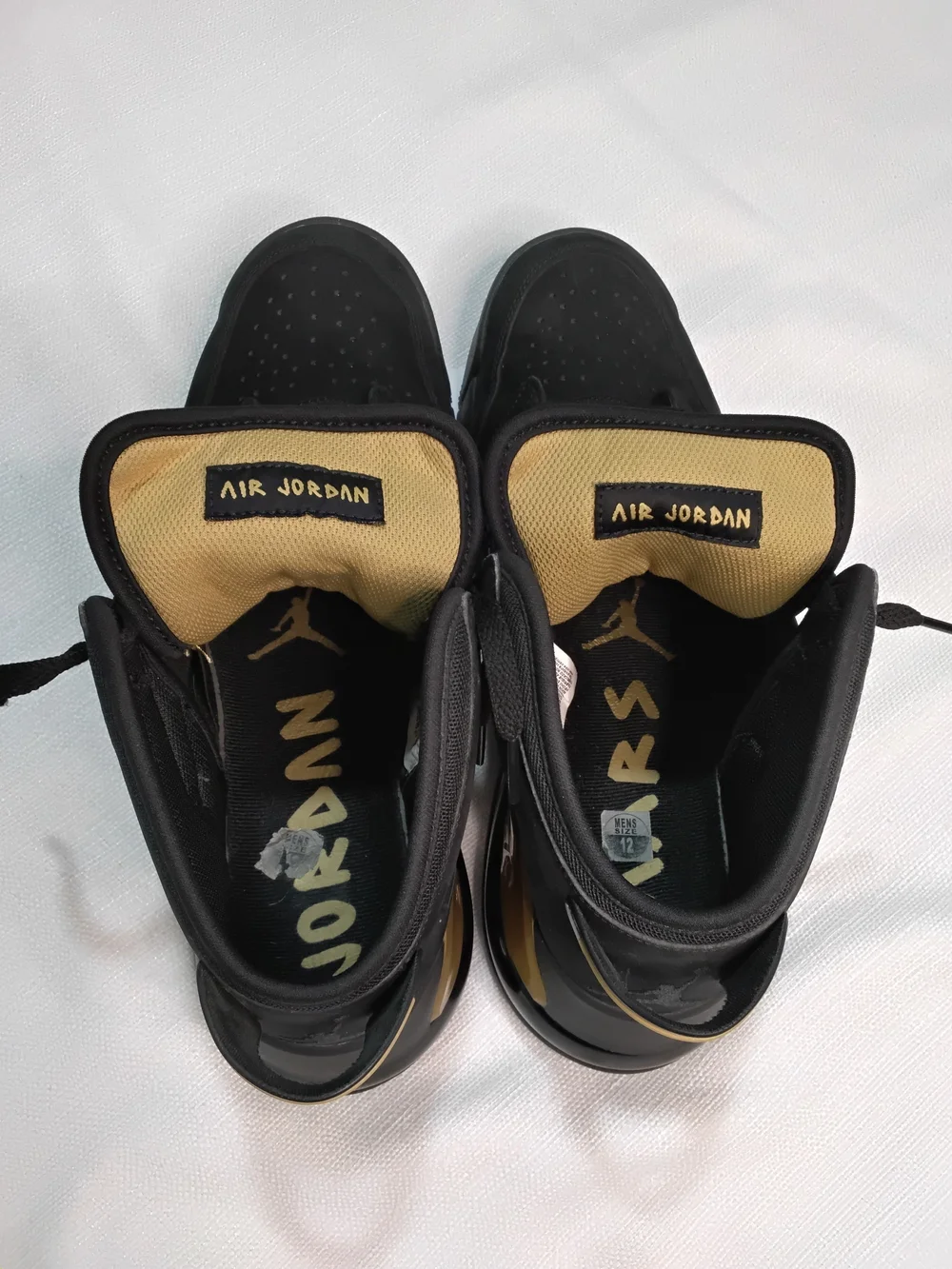 Jordan Mars 270 Black Sneakers with Gold Jumpman Sz 12.